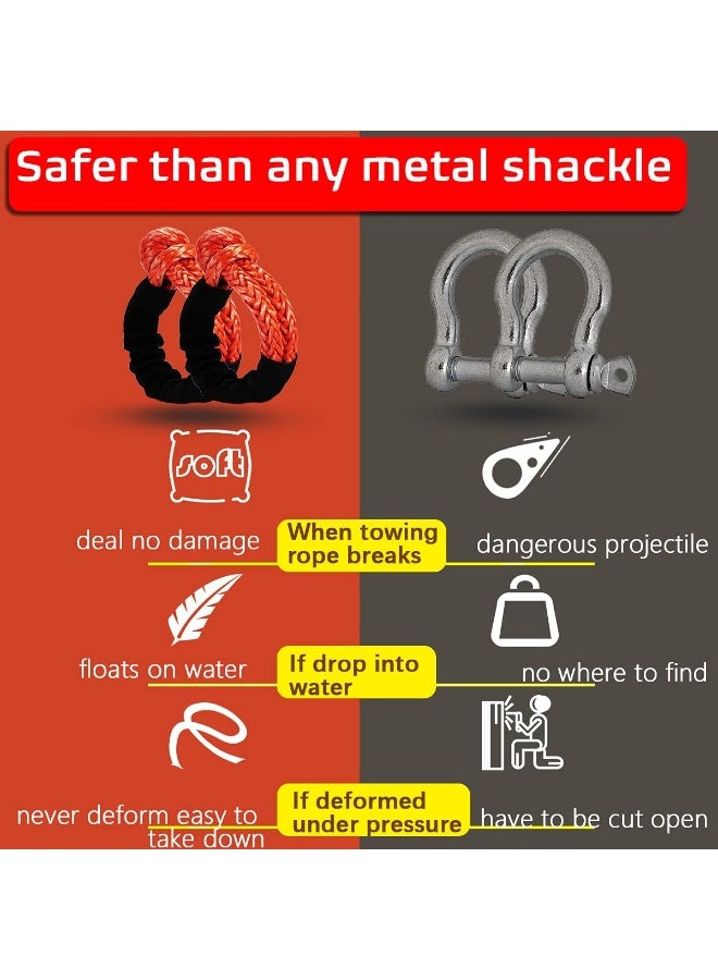 سلسلة ناعمة 1/2 'إكس 22 بوصة (57,000LBS) كسر القوة ، حبل استعادة الطرق الاصطناعية للإبحار سيارة الرباعية الدقيقة ATV 4X4 شاحنة جيب 2 حزمة - أكثر أمانا من سلسلة معدنية - Image 4